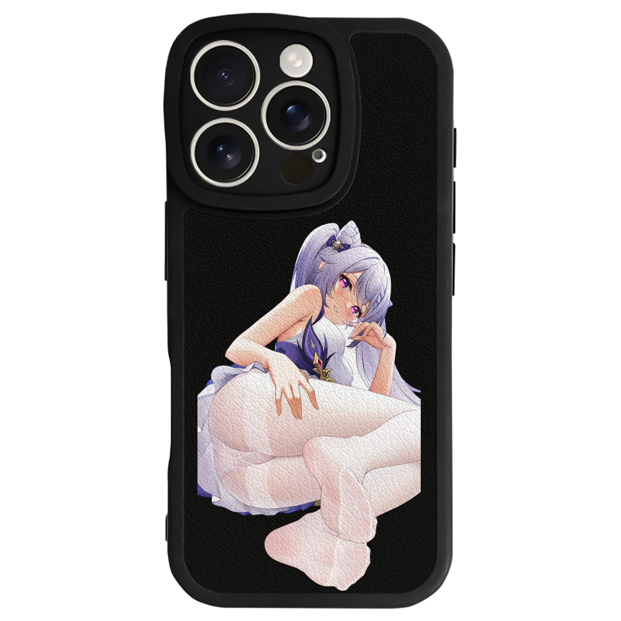 げんし神 刻晴 こくせい genshin Kokusei 【iPhone 16シリーズ対応】シリコンスマホケース（レザー調） 材質：シリコン